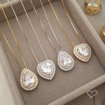 Conjunto Colar e Brinco Coração Lizzy Zircônias Folheado em Ródio Branco