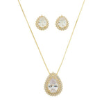 Conjunto Colar e Brinco Gota Lizzy Zircônias Folheado a Ouro 18k