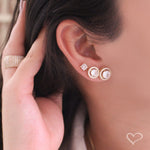 Trio de Brincos Solitário Diana Zircônias Folheado a Ouro 18k