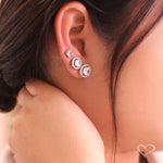 Trio de Brincos Solitário Diana Zircônias Folheado em Ródio Branco