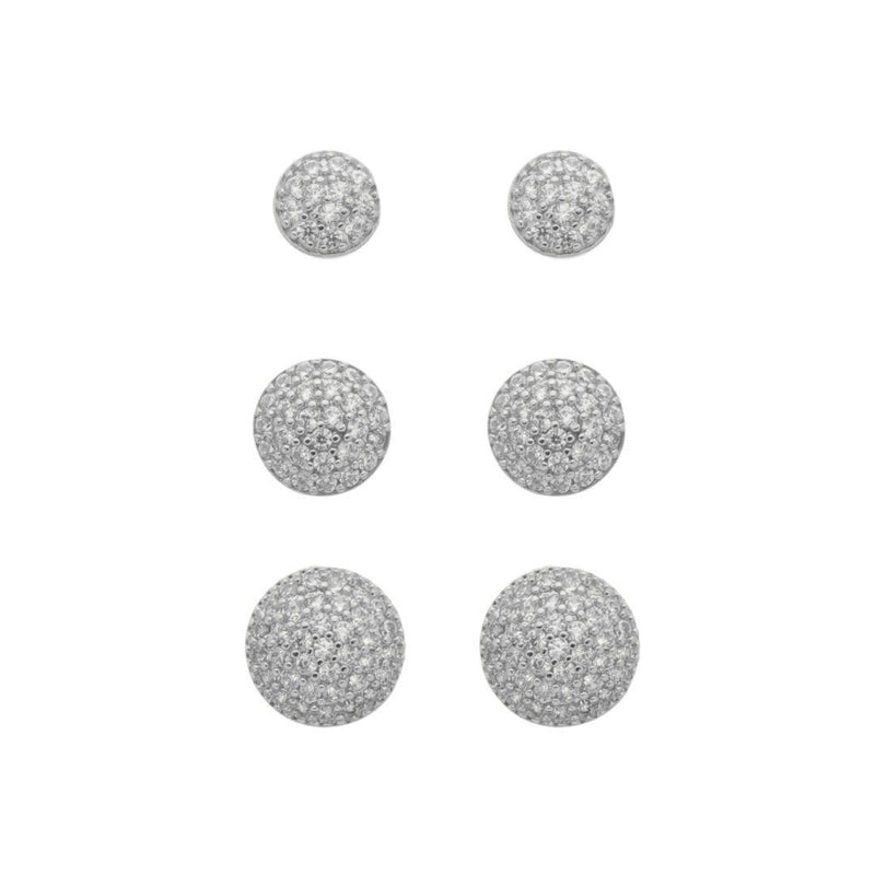 Trio de Brincos Chuveirinho Serena Zircônias Folheado em Ródio Branco