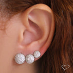 Trio de Brincos Chuveirinho Serena Zircônias Folheado em Ródio Branco