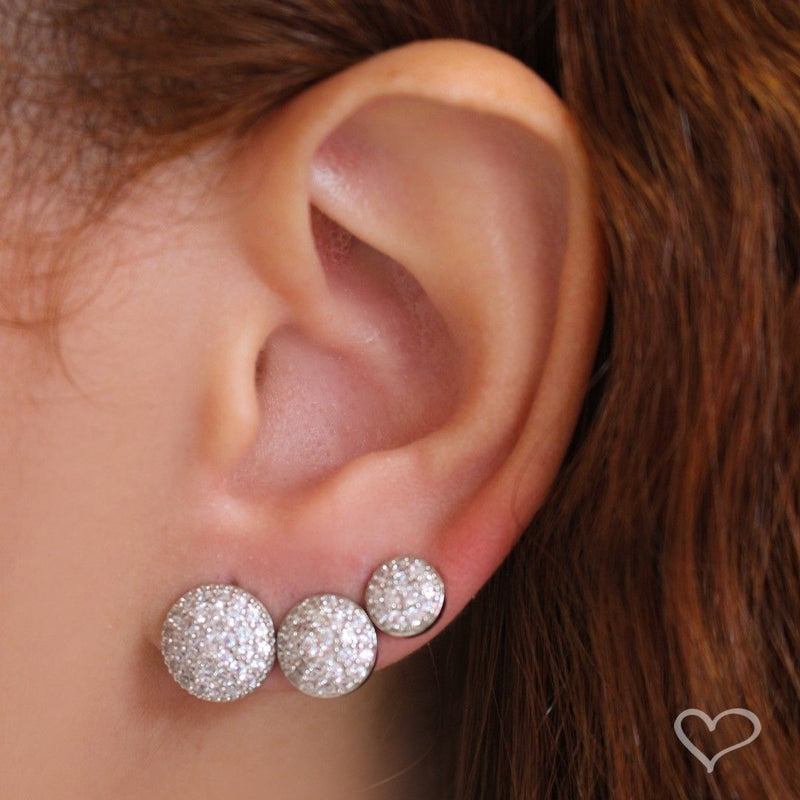 Trio de Brincos Chuveirinho Serena Zircônias Folheado em Ródio Branco