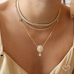 Colar Medalha Nossa Senhora das Graças Zircônias Folheado a Ouro 18k