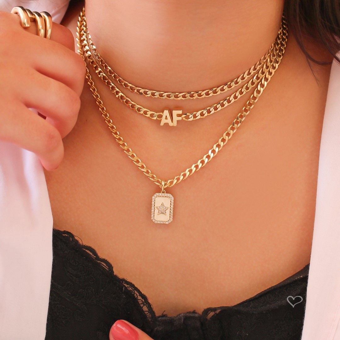 Choker Personalizado Inicial Elos Folheado a Ouro 18k