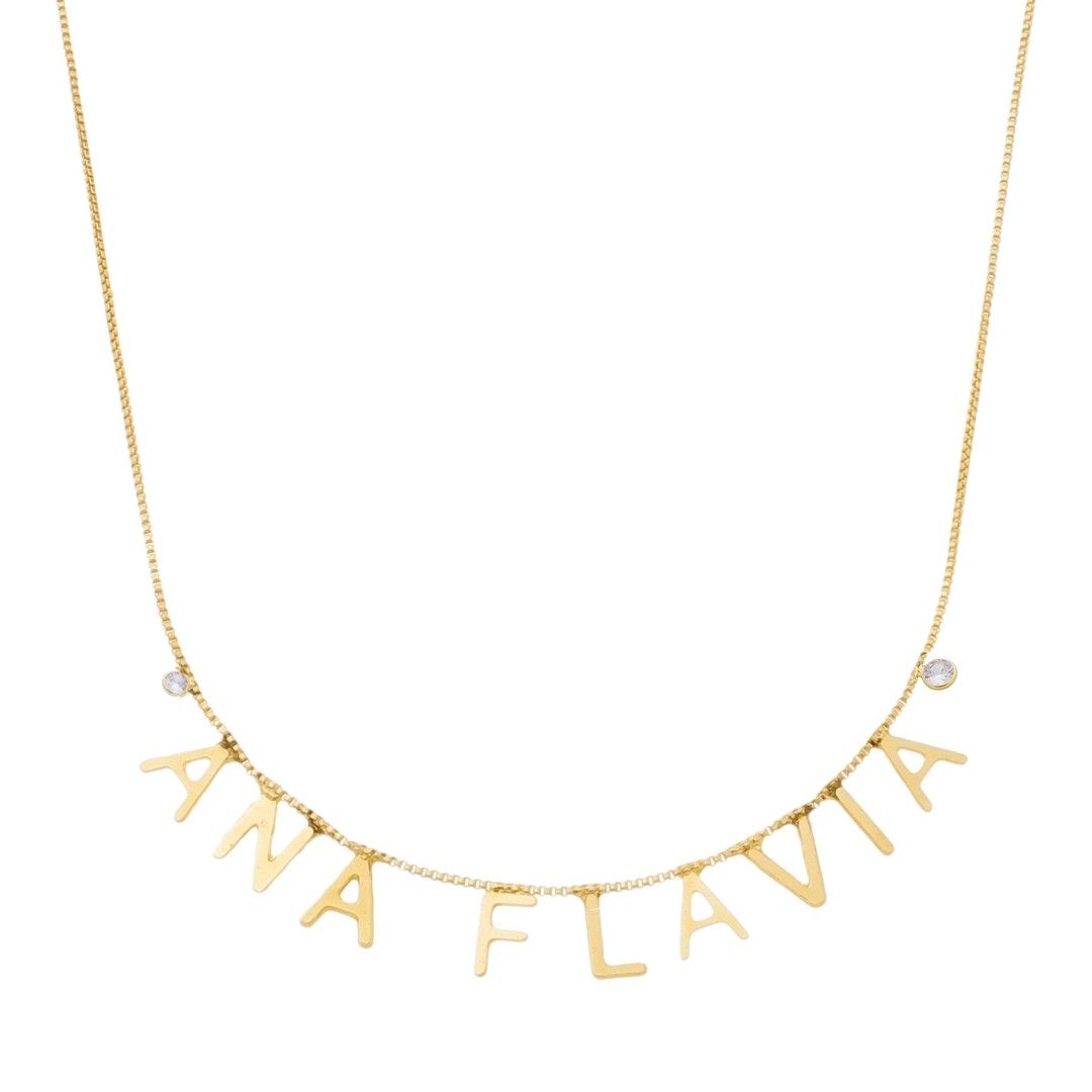 Colar Personalizado Nome Ponto de Luz Zircônia a Ouro 18k