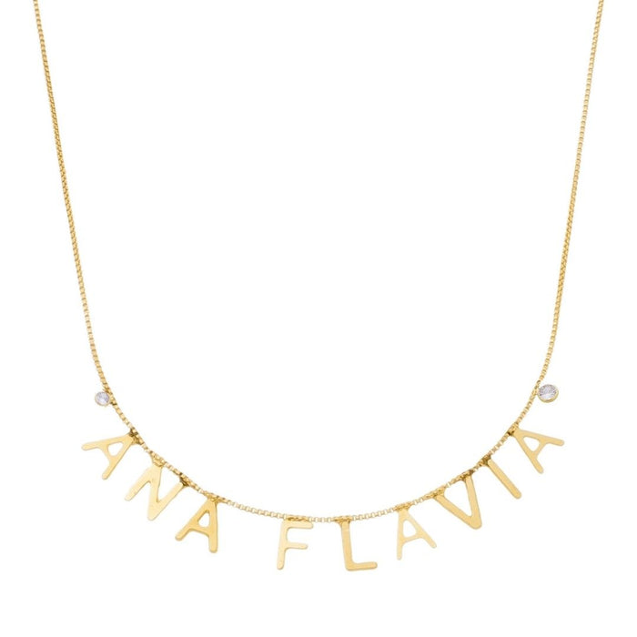 Colar Personalizado Nome Ponto de Luz Zircônia a Ouro 18k