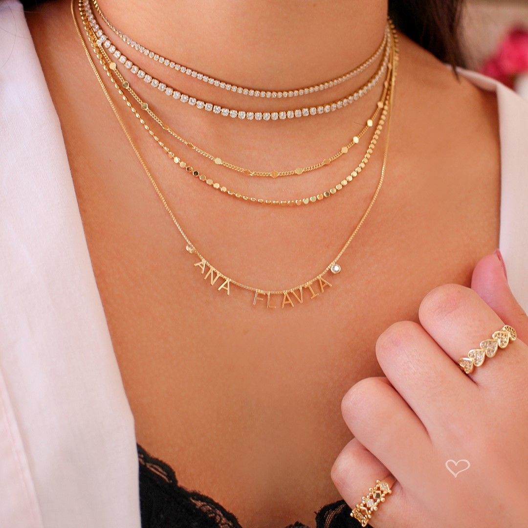 Colar Personalizado Nome Ponto de Luz Zircônia a Ouro 18k