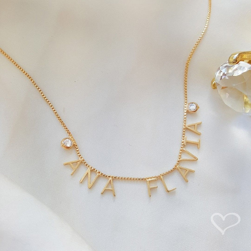 Colar Personalizado Nome Ponto de Luz Zircônia a Ouro 18k