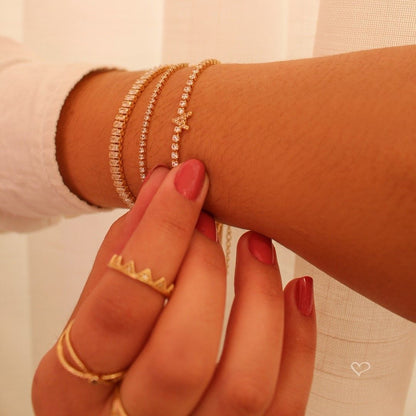 Pulseira Riviera Personalizada Inical Folheada a Ouro 18k