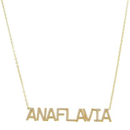Colar Personalizado Nome Cravejado Zircônias Folheado a Ouro 18k