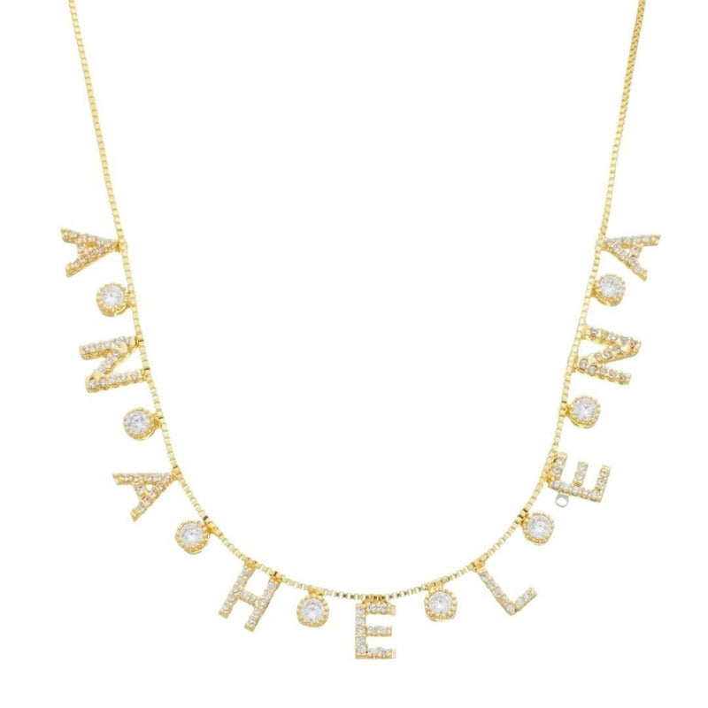 Colar Personalizado Nome Ponto de Luz Folheado a Ouro 18k