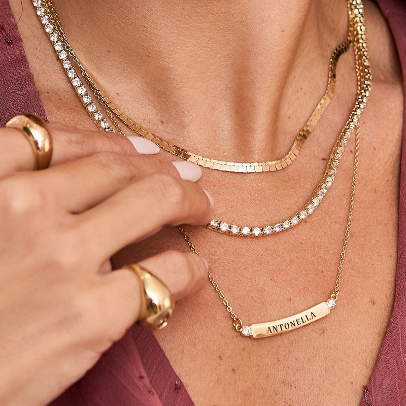 Colar Personalizado Nome Canoa Lisa Folheado a Ouro 18k