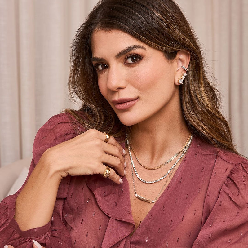 Colar Personalizado Nome Canoa Lisa Folheado a Ouro 18k