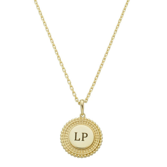Colar Personalizado Inicial Medalha Vintage Folheado a Ouro 18k