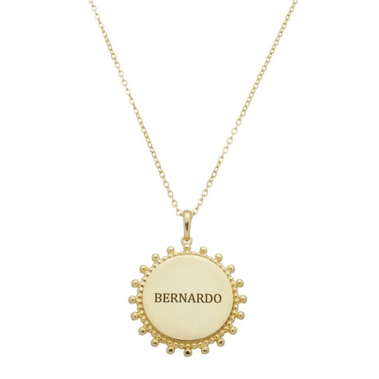 Colar Personalizado Nome Medalha Vintage Folheado a Ouro 18k