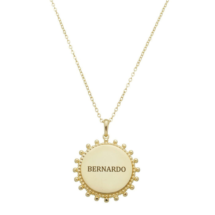 Colar Personalizado Nome Medalha Vintage Folheado a Ouro 18k