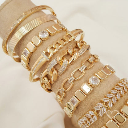 Pulseira Elos Emma Zircônias Folheada a Ouro 18k