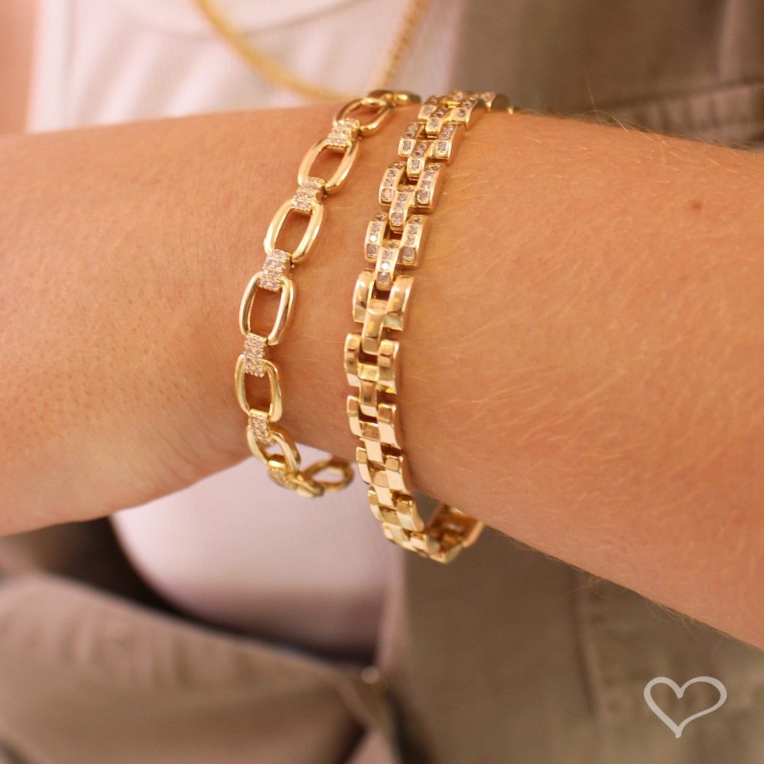 Pulseira Elos Emma Zircônias Folheada a Ouro 18k