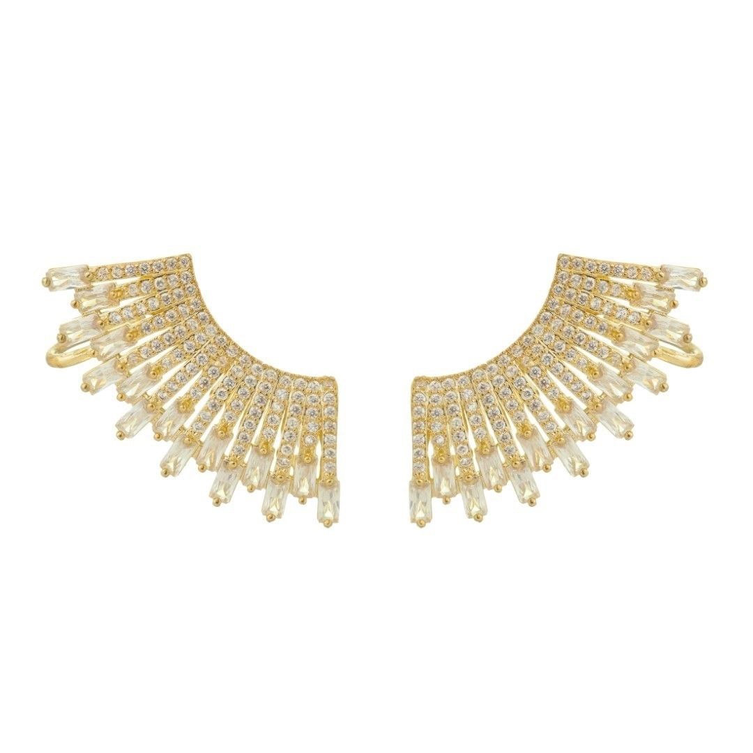 Brinco Ear Cuff Glória Zircônias Folheado a Ouro 18k