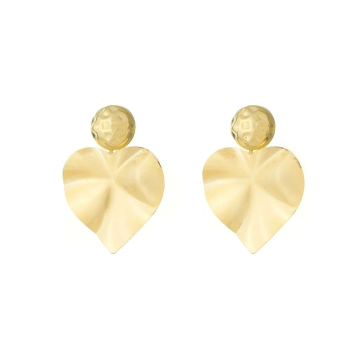 Brinco Coração Matelado Liz Folheado a Ouro 18k
