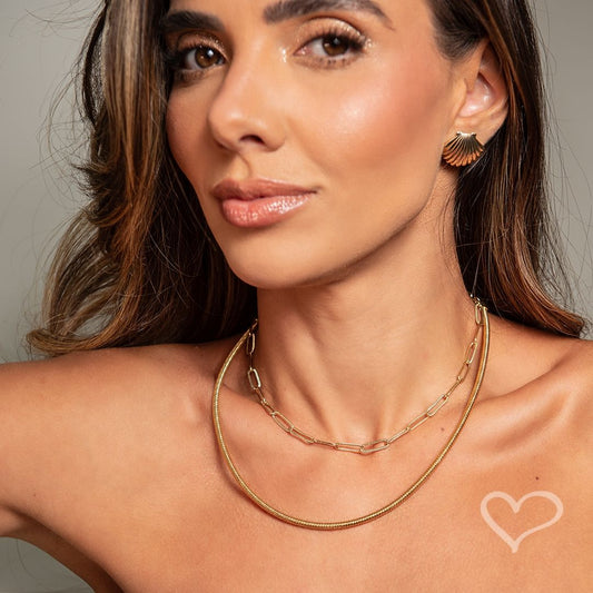 Colar Lia Malha Folheado a Ouro 18k Piuka