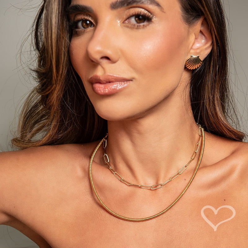 Colar Lia Malha Folheado a Ouro 18k Piuka