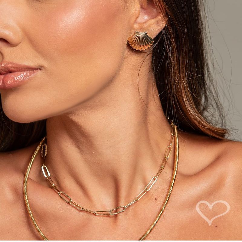 Colar Lia Malha Folheado a Ouro 18k Piuka