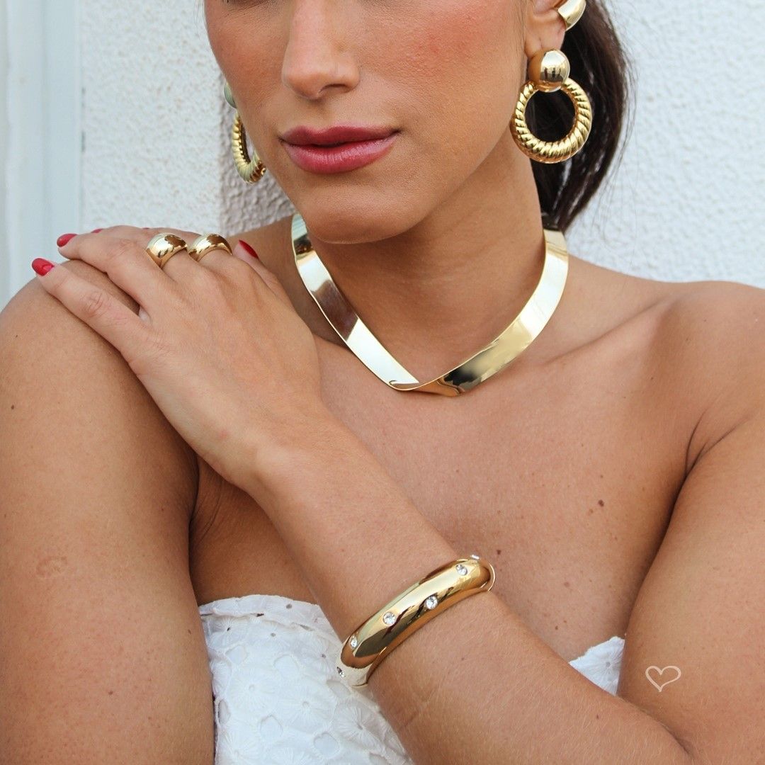 Choker Clarissa Metal Dourada