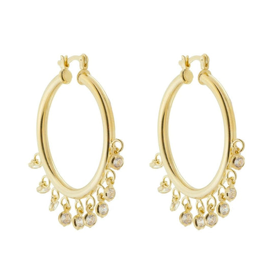 Brinco de Argola Yasmin Zircônias Folheado a Ouro 18k