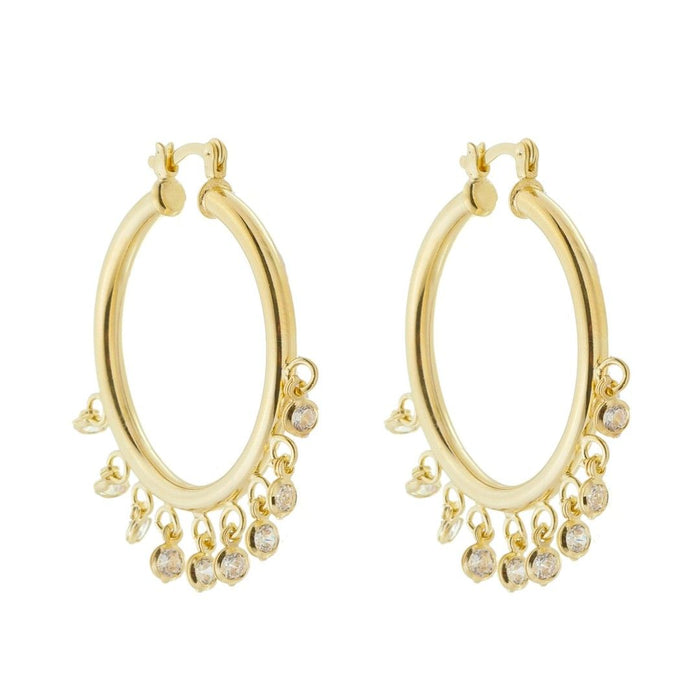 Brinco de Argola Yasmin Zircônias Folheado a Ouro 18k