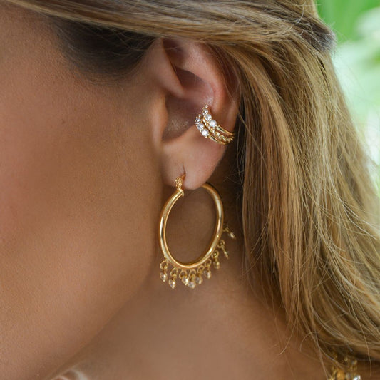 Brinco de Argola Yasmin Zircônias Folheado a Ouro 18k