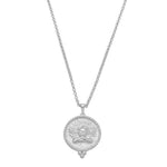 Colar Medalha Anjo da Guarda Zircônias Folheado em Ródio Branco