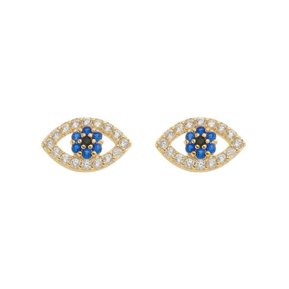 Brinco Gaia Olho Grego Zircônias Folheado a Ouro 18k