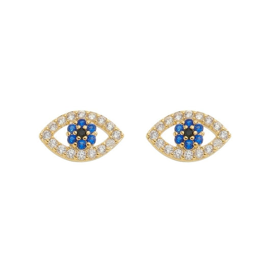 Brinco Gaia Olho Grego Zircônias Folheado a Ouro 18k