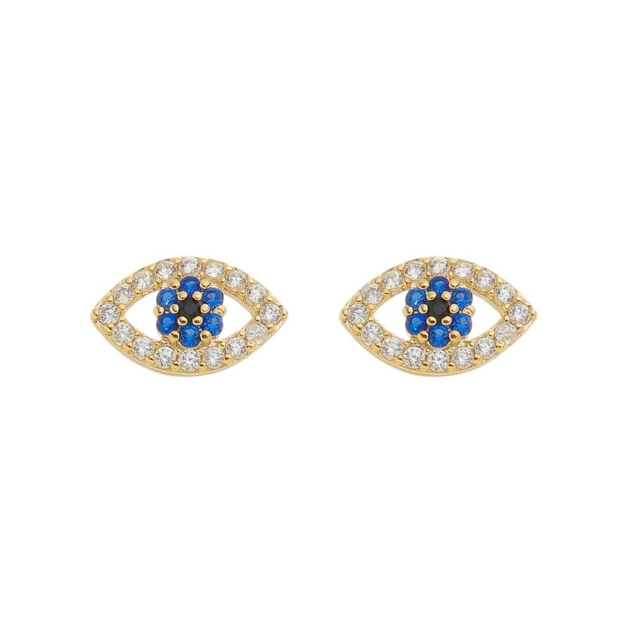 Brinco Gaia Olho Grego Zircônias Folheado a Ouro 18k
