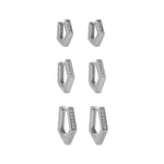 Trio de Brincos Argolinha Patty Zircônias Folheado em Ródio Branco