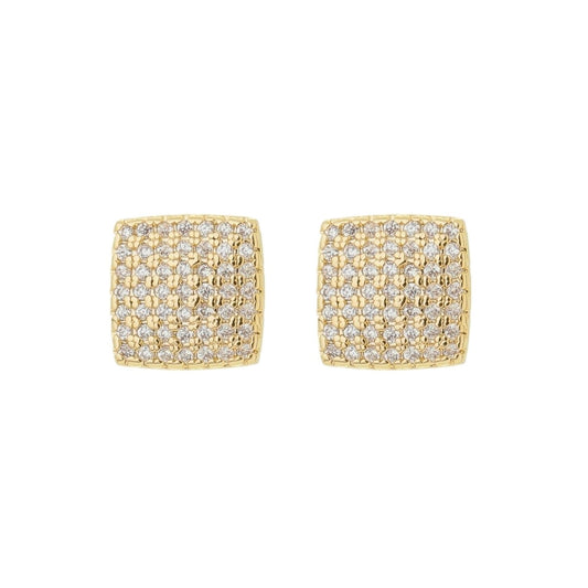 Brinco Débora Quadrado Zircônias Folheado a Ouro 18k