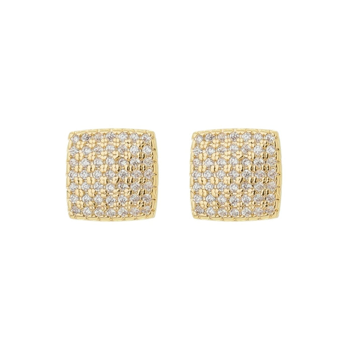 Brinco Débora Quadrado Zircônias Folheado a Ouro 18k
