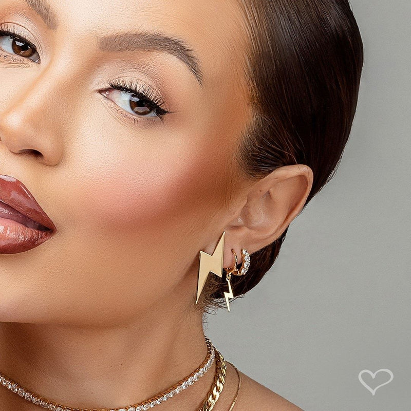 Brinco Argolinha Mini Raio Folheado a Ouro 18k