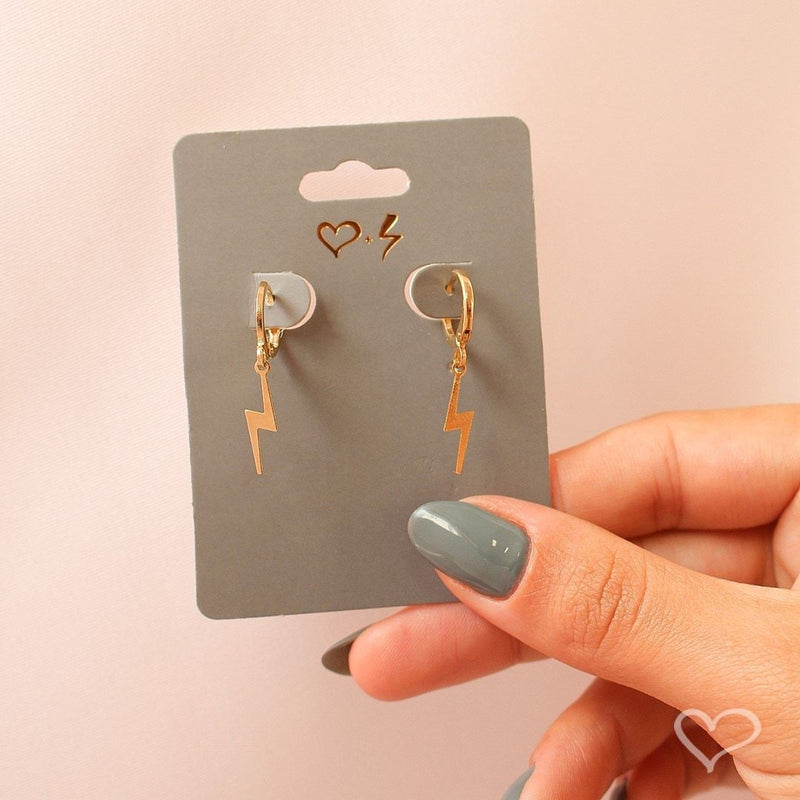 Brinco Argolinha Mini Raio Folheado a Ouro 18k