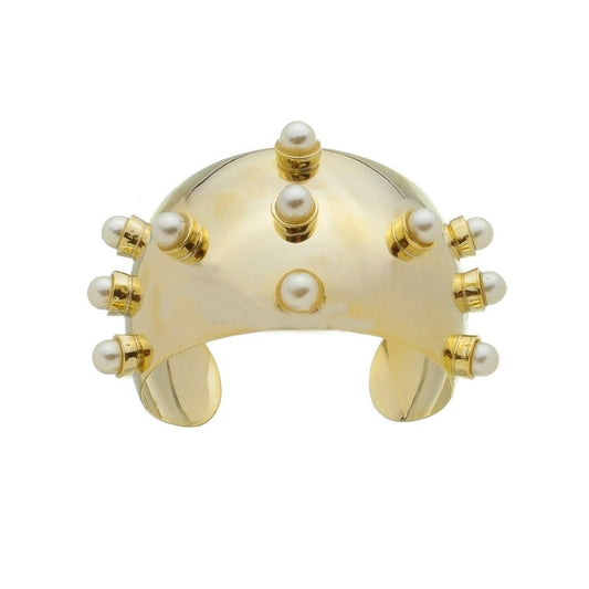 Bracelete Largo Nísia Pérolas Folheado a Ouro 18k