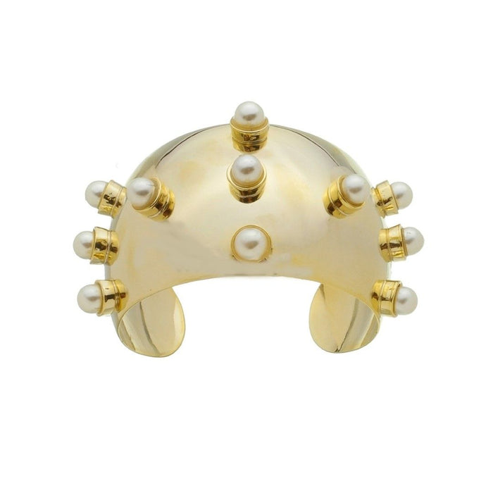 Bracelete Largo Nísia Pérolas Folheado a Ouro 18k