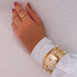 Bracelete Largo Nísia Pérolas Folheado a Ouro 18k