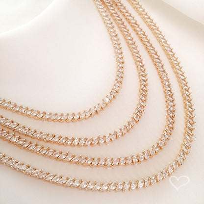 Colar Riviera Esther Zircônias Baguete Folheado a Ouro 18k