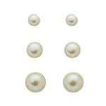 Trio de Brincos Pérolas Folheado em Ródio Branco