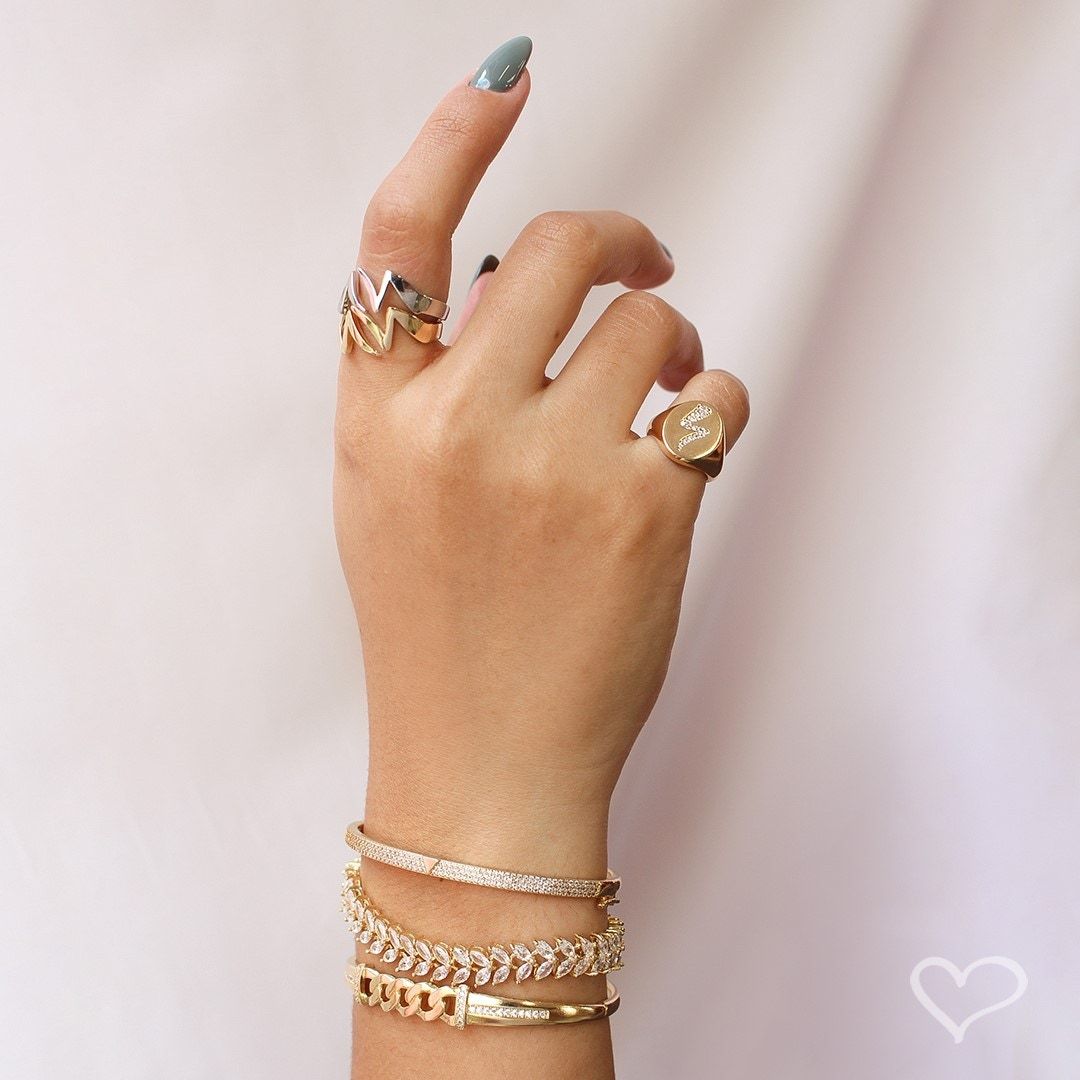 Anel Let Raio Folheado a Ouro 18k