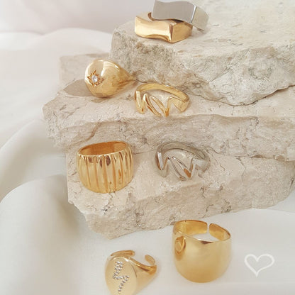 Anel Let Raio Folheado a Ouro 18k