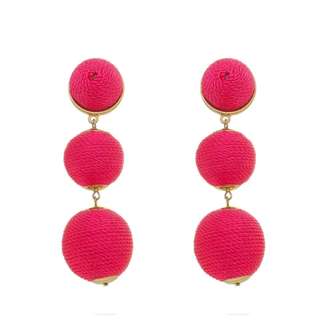 Brinco Bolas Fio Pink Maria Elimia