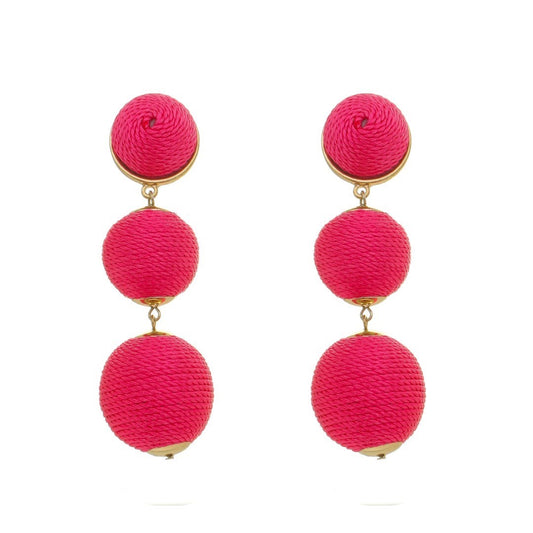 Brinco Bolas Fio Pink Maria Elimia